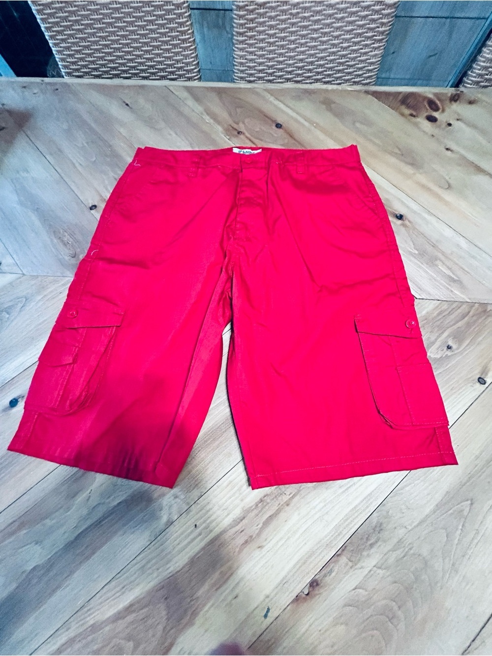 Men’s Chams Bright Red Casual Shorts - Picture 2 of 9